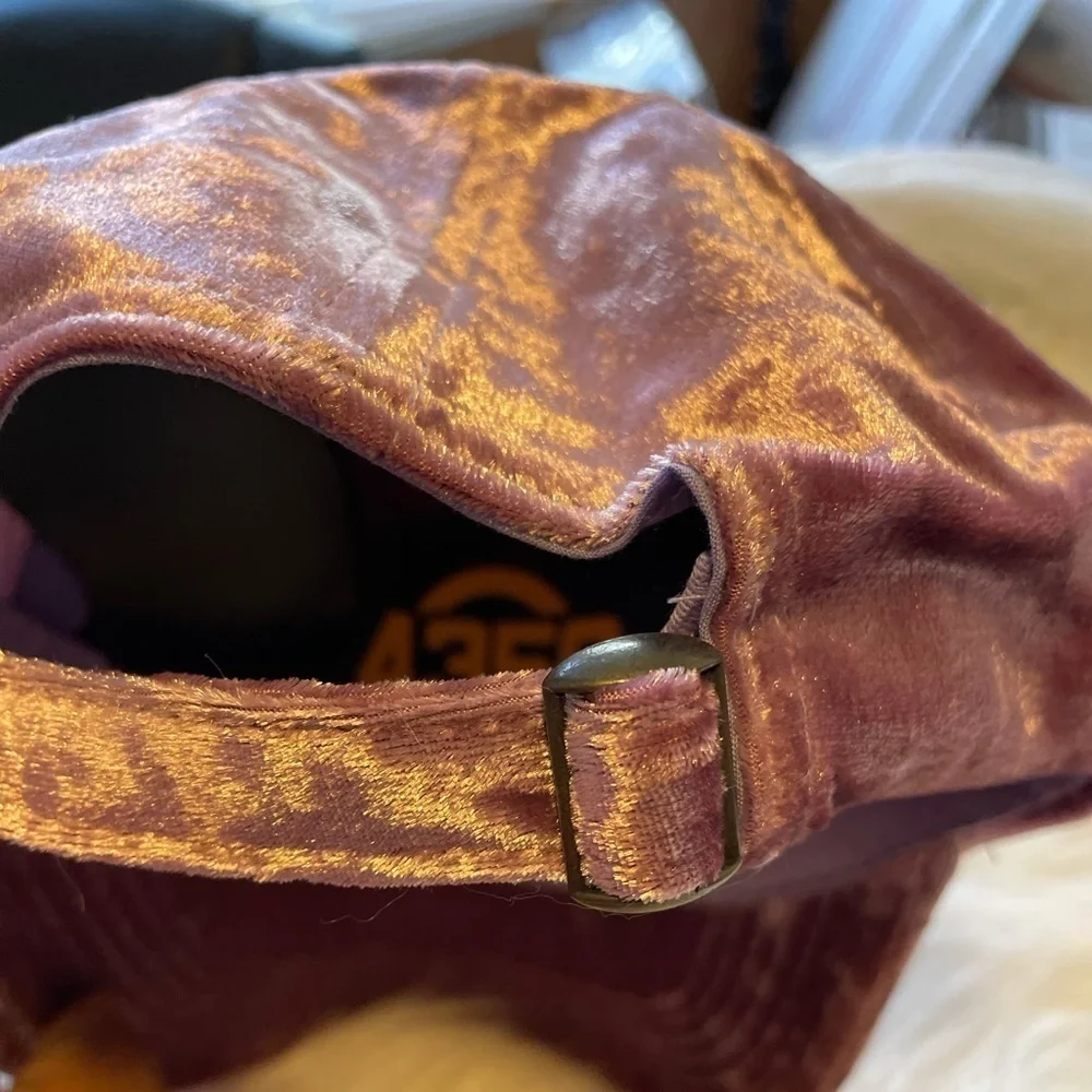 J.Elise Boutique Lavender Golden Bee Patch Distressed Velour Baseball Cap